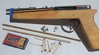How to make homemade toy gun with matches and bamboo stick bullet, convertible gun