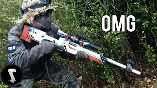 Guy Brings Airsoft AWP Asiimov and QUICKSCOPES PLAYERS!!