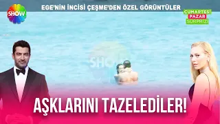 Sinem Kobal ve eşi Kenan İmirzalıoğlu Çeşme denizinde aşk yaşarken görüntülendi!
