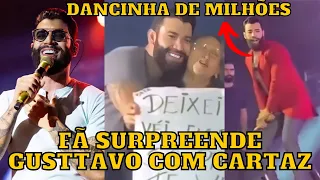 Gusttavo Lima é SURPREENDIDO por FÃ com CARTAZ inusitado e sobe ela no PALCO KKK