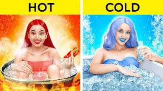 RETO: CALOR VS. FRÍO | Chica de Fuego vs. Chica de Hielo por 123 GO! CHALLENGE