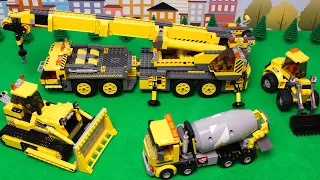 Lego Bulldozer, Concrete Mixer, Dump Truck, Crane, Tractors and experemetal cars and trucks for Kids