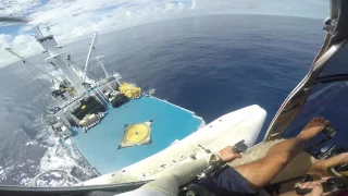 Tuna boat helicopter MD500 takeoff