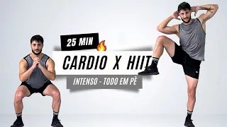 Treino cardio HIIT de 25 MIN para queimar gordura - TUDO EM PÉ - Sem equipamento, treino em casa