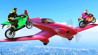 DRIVE OVER FLYING PLANES CHALLENGE! (GTA 5 Funny Moments)