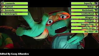 Teenage Mutant Ninja Turtles: Mutant Mayhem (2023) Car Chase Scene with healthbars