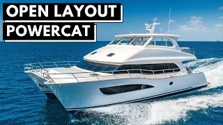 $3.6M Horizon PC60 Luxury Power Catamaran Open Layout Yacht Tour Cruising Liveaboard Boat