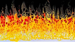 #1037 'Fire' Acrylic Swipe Using Floetrol And Silicone Oil To Create Amazing Lacing And Cells