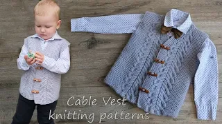 Жилет с косами мальчику спицами | Cable Vest knitting patterns