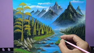 A painting of a mountain landscape scenery/ acrylic painting/ canvas painting/art/drawing/himansuart