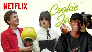 Jenna Ortega, Emma Myers and Hunter Doohan Nosy Cookie Jar Interview (REACTION)