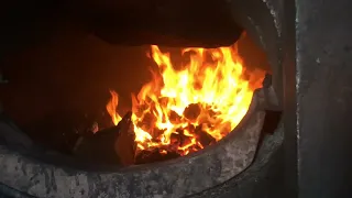 Lighting up a coal burning steam locomotive.