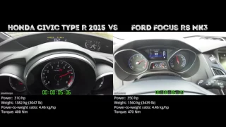 Honda Civic Type R 2015 vs Ford Focus RS MK3 // 0-100 km/h