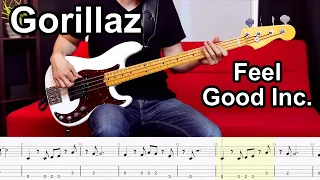 Gorillaz - Feel Good Inc. // BASS COVER + Play-Along Tabs