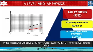 CIE A Level  Physics Paper 2 Solution -May June 2021 Paper 21 -9702 MJ2021P21 -Waves -Part 04