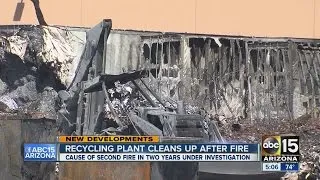 Cleanup begins at recycling plant after massive fire