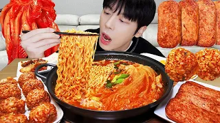 MUKBANG ASMR | KIMCHI SPECIAL ! TOFU FIRE NOODLES & FRIED EGG SPAM, Kimchi ! EATING