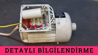 3 fazlı asenkron motorun 1 faz (220 volt )ile çalıştırılması 1-phase starting of 3-phase motor