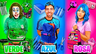 MATERIAL ESCOLAR DA SUA COR , ROSA VS AZUL VS VERDE!! O MELHOR, VENCE!!📚🎒