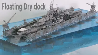 USS West Virginia & USS Artisan (ABSD-1) - Floating dry dock 1/700 scale epoxy resin diorama