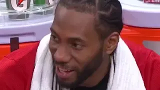 Kawhi laughs at “overrated” chants in San Antonio. 🤣