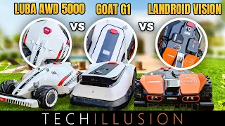 🔥THE ULTIMATE COMPARISON of the 3 BEST robotic mowers WITHOUT boundary wire! 🤯😱 LUBA / Goat / Vision