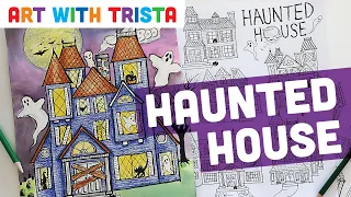 Haunted House Halloween Drawing Tutorial - Art With Trista