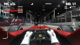 F1 2010 - Gameplay - 1080p - Max Settings - "Marina Bay"  HELMET CAMERA - AWESOME!!