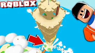 Building The Worlds TALLEST Sand Castle in Roblox! (don't look down...)