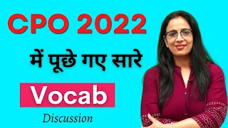 Discussion of Vocabulary Asked in SSC CPO 2022 || Synonyms, Antonyms, Idioms || By Rani Ma'am