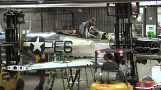 P 51 wing going on to the aircraft 13min