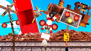 【踏切アニメ】有蓋車に隠れて驚かせたいふみきりカンカン😂😂😂 A railroad crossing hiding in a boxcar and trying to surprise!!