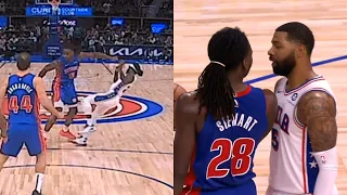 Isaiah Stewart ejected for hitting Pat Bev to the ground after Pat elbowed him