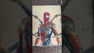 Drawing IRON SPIDER-MAN: No Way Home - Tom Holland - Realistic! #spiderman #shorts #marvel
