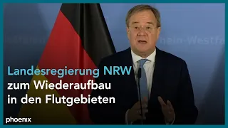 Wiederaufbau in den Flutgebieten: Presse-Briefing mit NRW-Ministerpräsident Armin Laschet