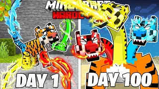 I Survived 100 Days as a ELEMENTAL TIGER in Minecraft Hardcore World... (Hindi)