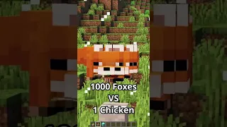 Minecraft 1000 Foxes vs 1 Chicken 😳