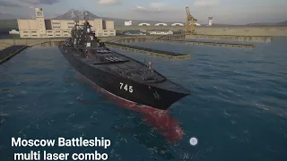 Modern Warship Moscow Battleship 10x AA Multi Laser Hel Thel Excalibur combo gameplay