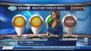 Threat of heavy rainfall diminishing, with breezy trade winds