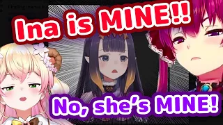 Marine and Nene Fight Over Ina feat. A-chan, Kanata, Miko