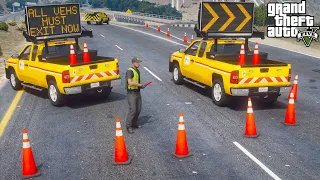 GTA 5 New Scene Manager Mod Department of Transportation Directing Traffic With Message Board Trucks