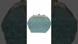Beautiful Stylish Latest Amazon Handkint Crochet Handbag Shoulder Crochet Clutch Purses Turquoise