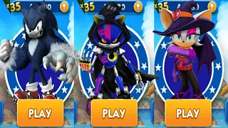 Sonic Dash - Werehog vs Reaper Metal Sonic vs Witch Rouge - All Halloween-themed Characters Unlocked