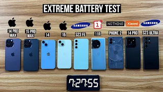 Xiaomi 14 Pro vs iPhone 15 Pro Max vs Samsung S23 Ultra vs S23 FE vs iPhone 15 vs 14 Battery Test 😍