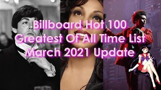 Billboard Hot 100 Greatest Of All Time List | March 2021 Update