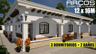 ⚪✅🌵Diseño de casa 12 x 16 metros | Como construir una casa estilo guatemalteco?/ Recorrido Virtual