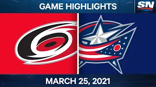 NHL Game Highlights | Hurricanes vs. Blue Jackets – Mar. 25, 2021