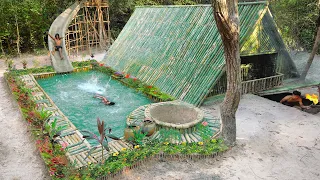 That really Amazing Water Slide With Bamboo Swimming Pool On Underground House