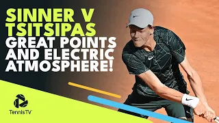 Jannik Sinner vs Stefanos Tsitsipas Great Points and Atmosphere First Set | Rome 2022 Highlights