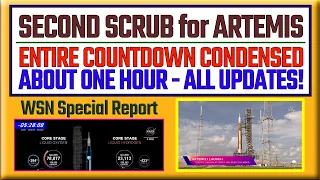 Artemis Second Scrub - Entire Countdown Condensed to About an Hour - Every Status Update!